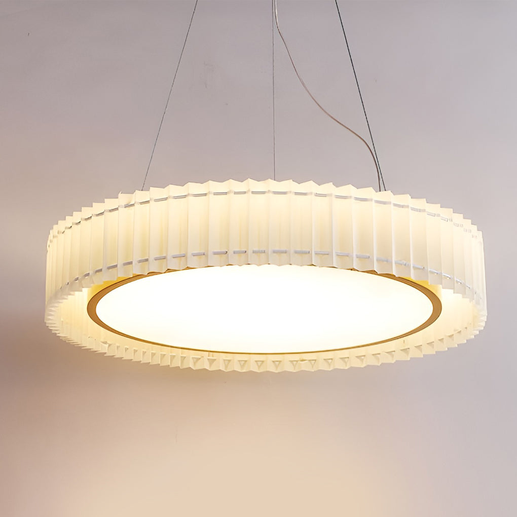 Circular Pleated 3-Step Dimming LED Nordic Ceiling Light Chandelier