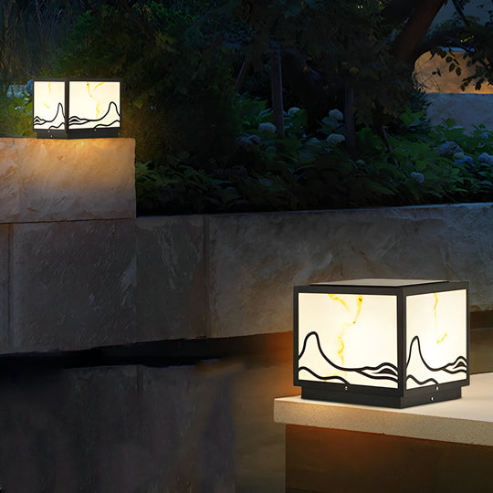 Waterproof LED Mountain Scenery Intelligent Solar Post Caps Lights
