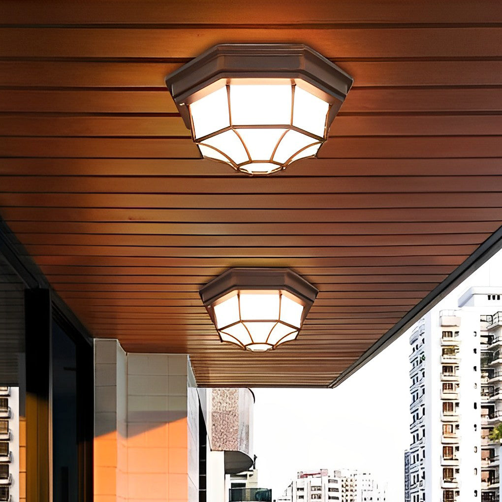 Outdoor Waterproof Aluminum Glass LED European Style Ceiling Light