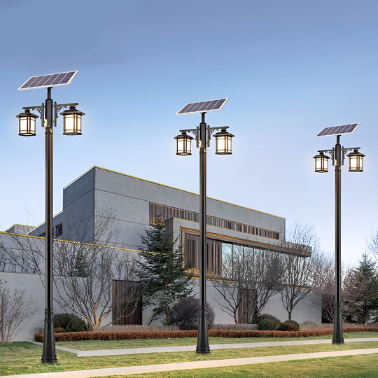 Vintage Waterproof 3-Step Dimming LED Solar Outdoor Pole Light
