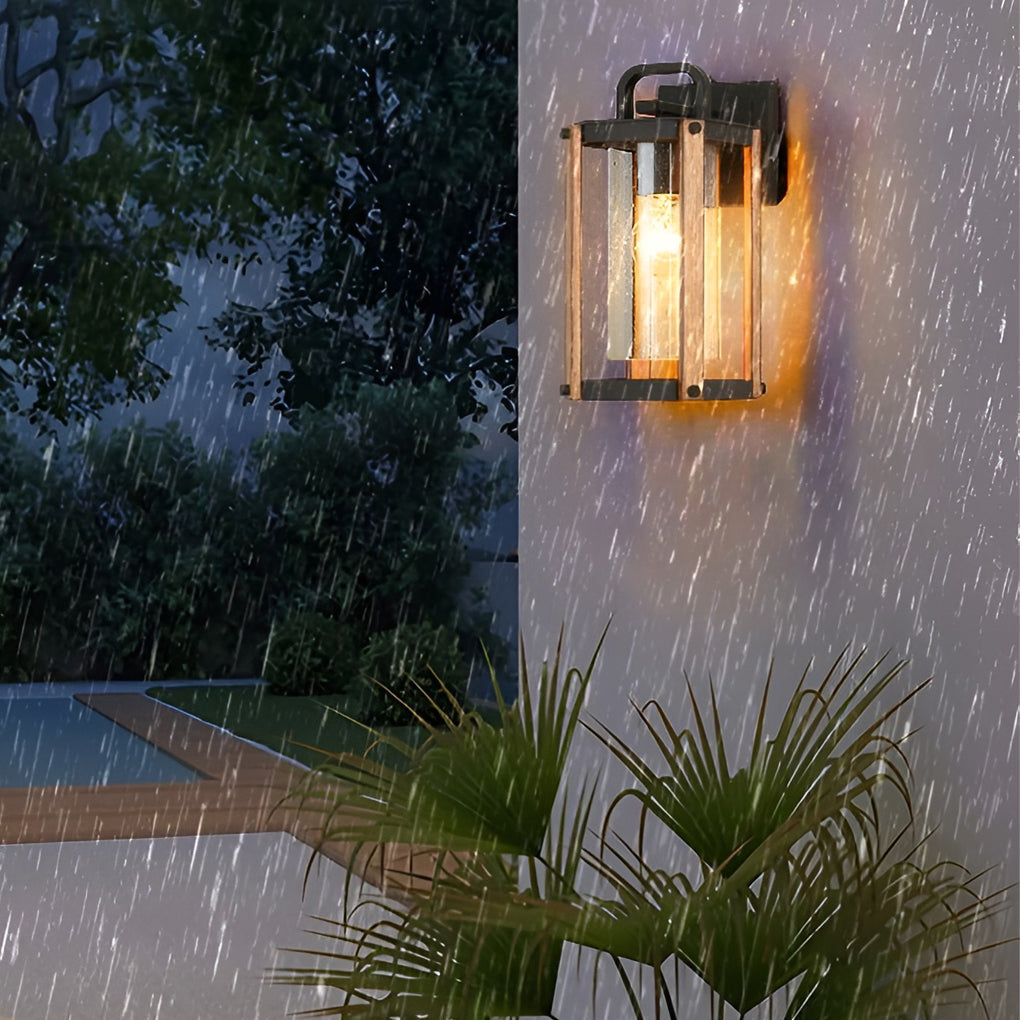 Lantern Shaped Black Industrial Outdoor Wall Sconce