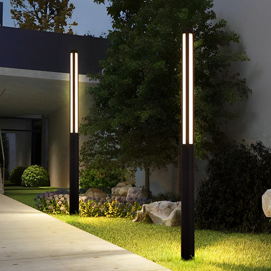 Minimalist Waterproof LED Black Modern Residential Outdoor Bollard Lights Yard Lighting
