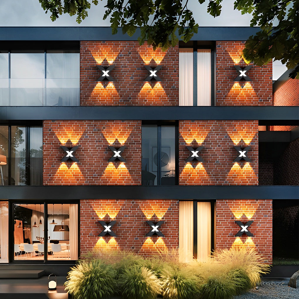 X-Shaped Black Modern LED Outdoor Wall Lamp
