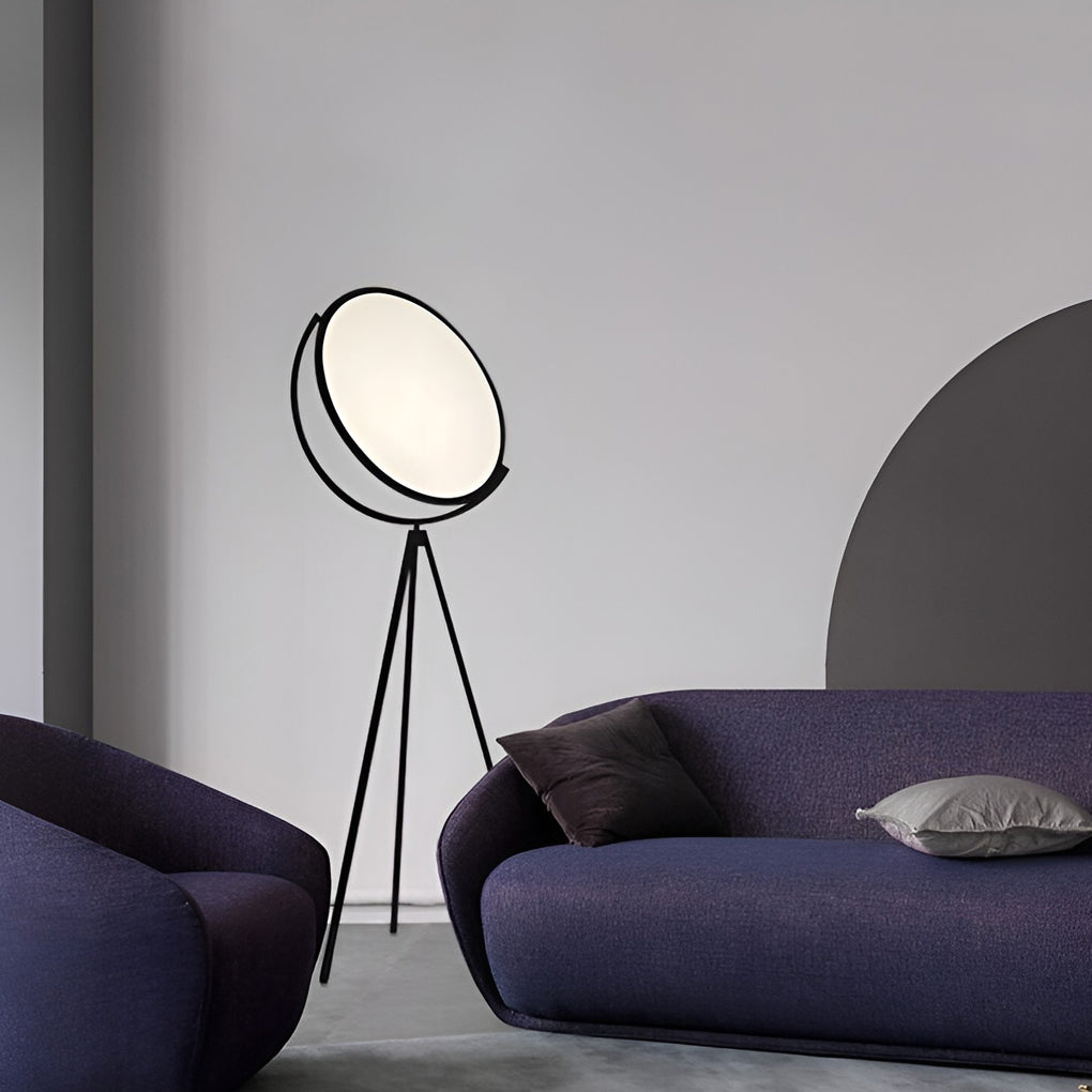 Black Metal Rotating LED Tripod Floor Lamp with Acrylic Shade