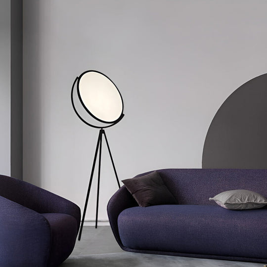 Black Metal Rotating LED Tripod Floor Lamp with Acrylic Shade