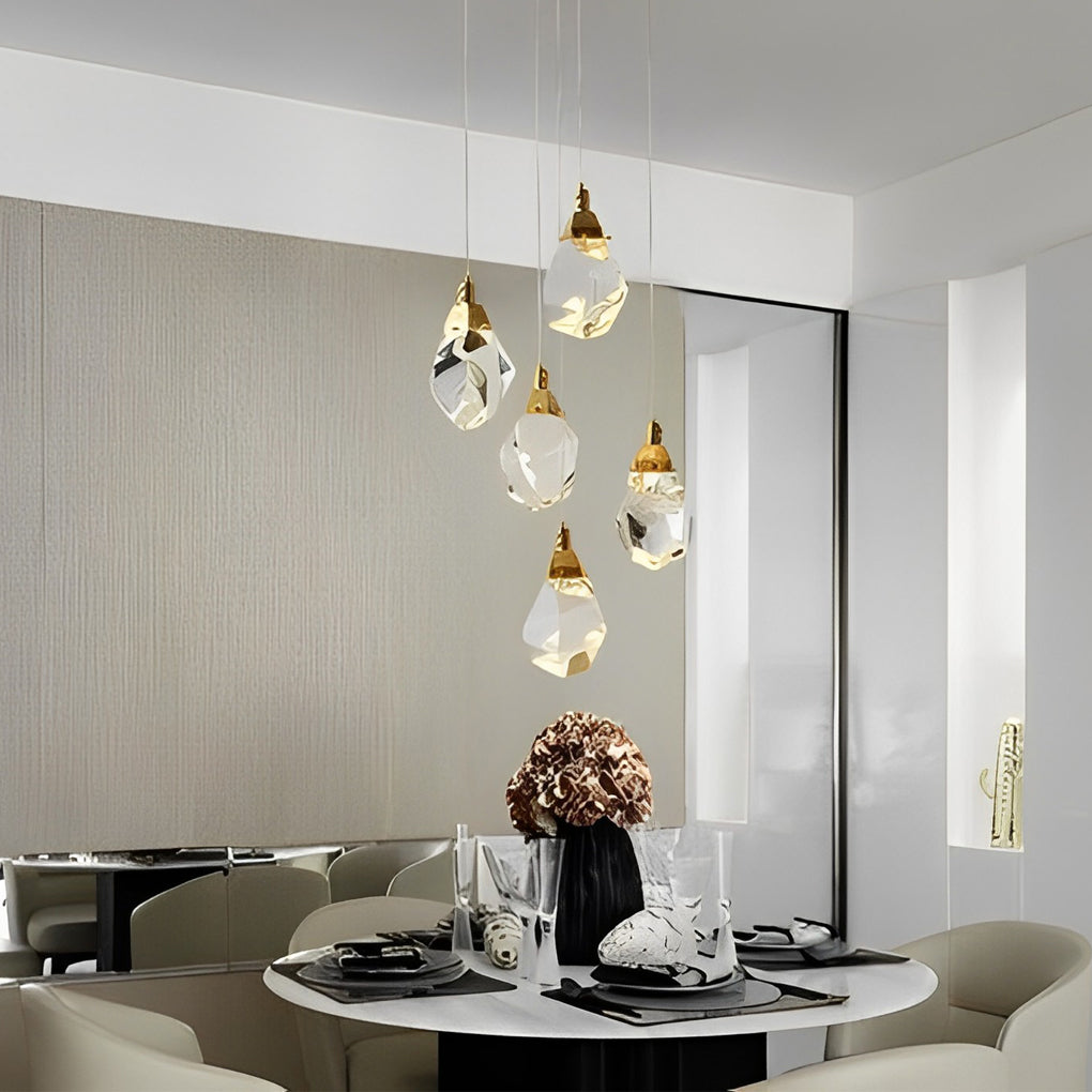 Spiral Crystal – Electroplated Metal Modern Duplex Staircase Chandelier