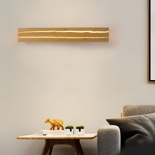 Adjustable Rectangular Wood Three-Step Dimming LED Wall Lamp