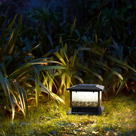 Creative Square Waterproof LED Black Modern Solar Fence Post Lights