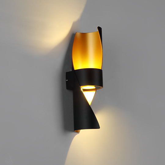 Spiral Exterior Up and Down Wall Mounted Light with Gold Interior