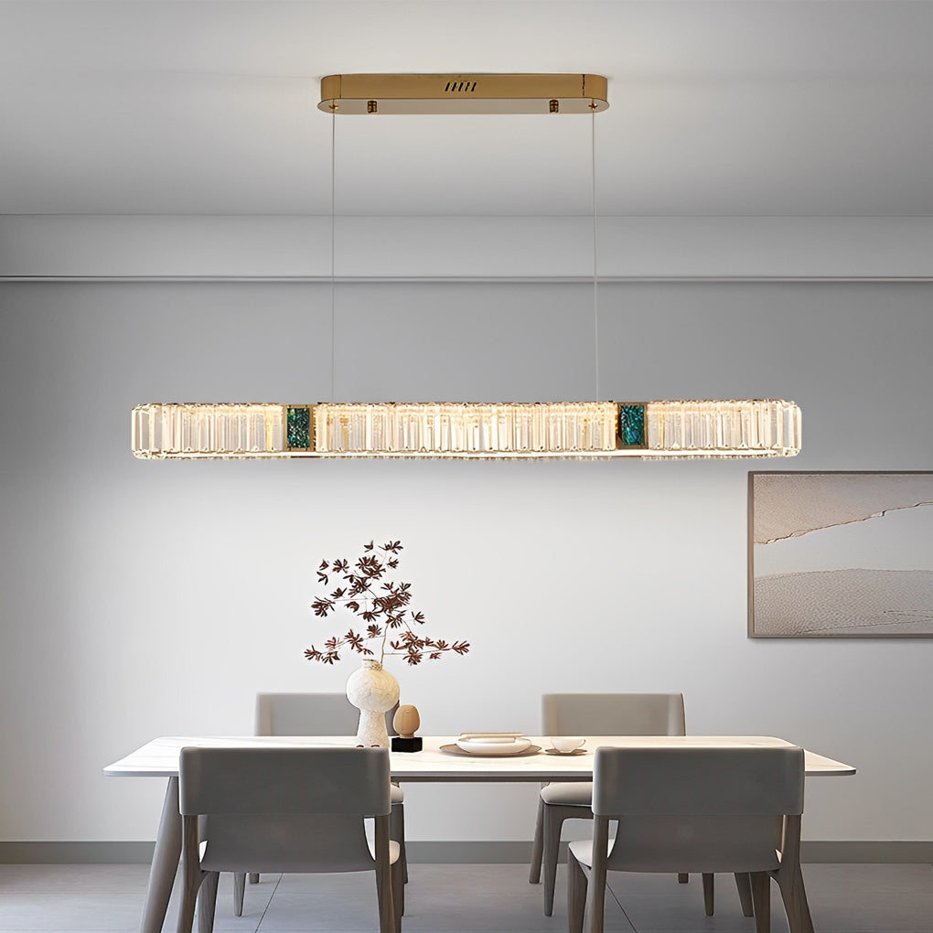 Gold Oval Stepless Dimming Crystal Chandelier Ceiling Light