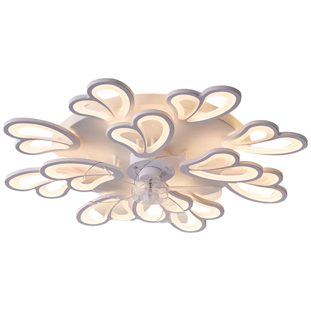 Creative Flower Shaped Three-Step Dimming LED Nordic Ceiling Fan Light