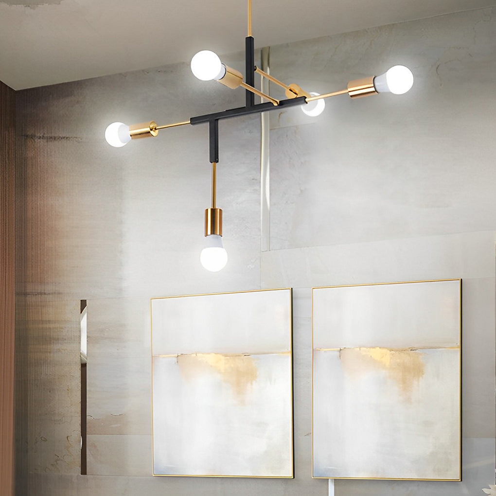 5 Lights LED Creative Branch Electroplated Iron Modern Chandelier Ceiling Light