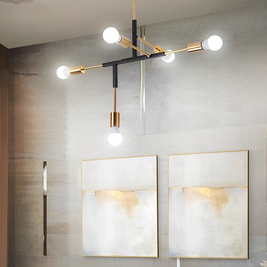 5 Lights LED Creative Branch Electroplated Iron Modern Chandelier Ceiling Light