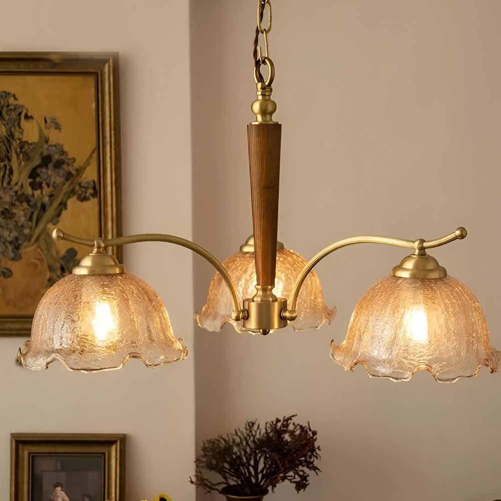 3/5-Light Cracked Glass Retro Chandelier Pendant Light