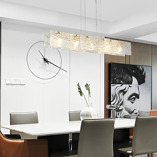 Minimalist Rectangular Glass LED Luxury Modern Dining Chandelier