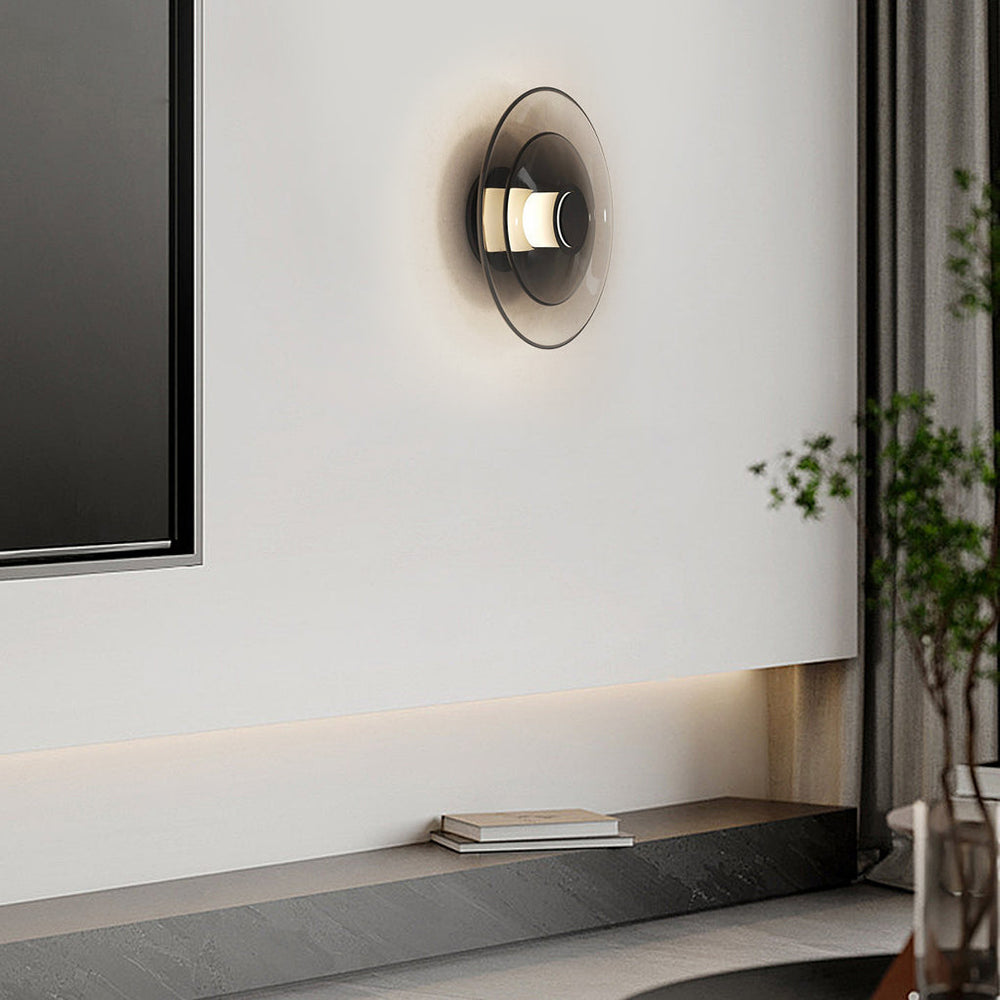 Double Layer Round Glass Electroplated LED Nordic Wall Light