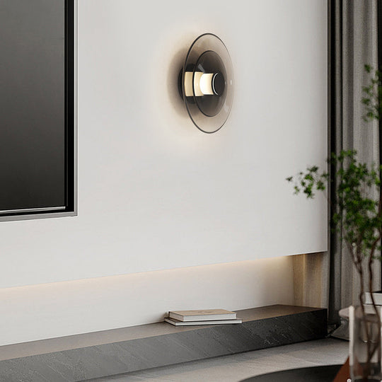 Double Layer Round Glass Electroplated LED Nordic Wall Light