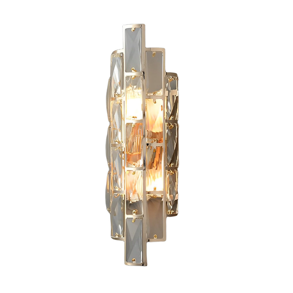 Round Rectangular Crystal Three Step Dimming Modern Wall Lamp