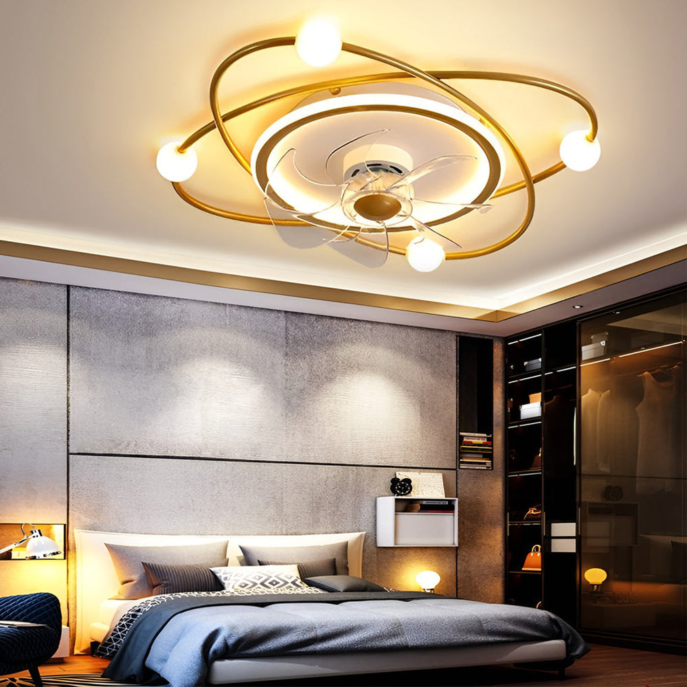Creative Intelligent Stepless Dimming LED Nordic Ceiling Fan Light