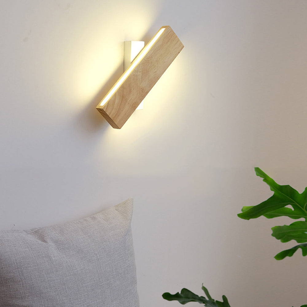 Rotatable Rectangular Wood LED Wall Lamp