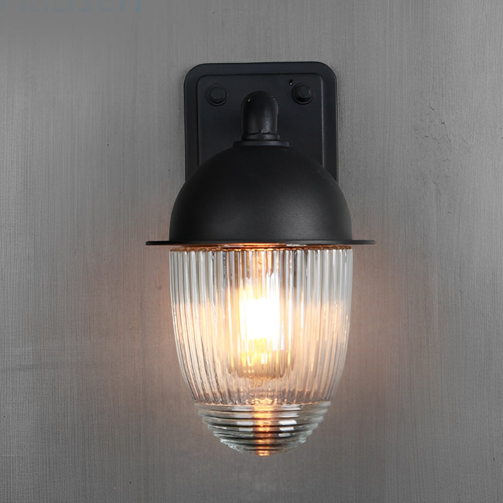Waterproof Glass Ball Matte Black Outdoor Wall Lamp