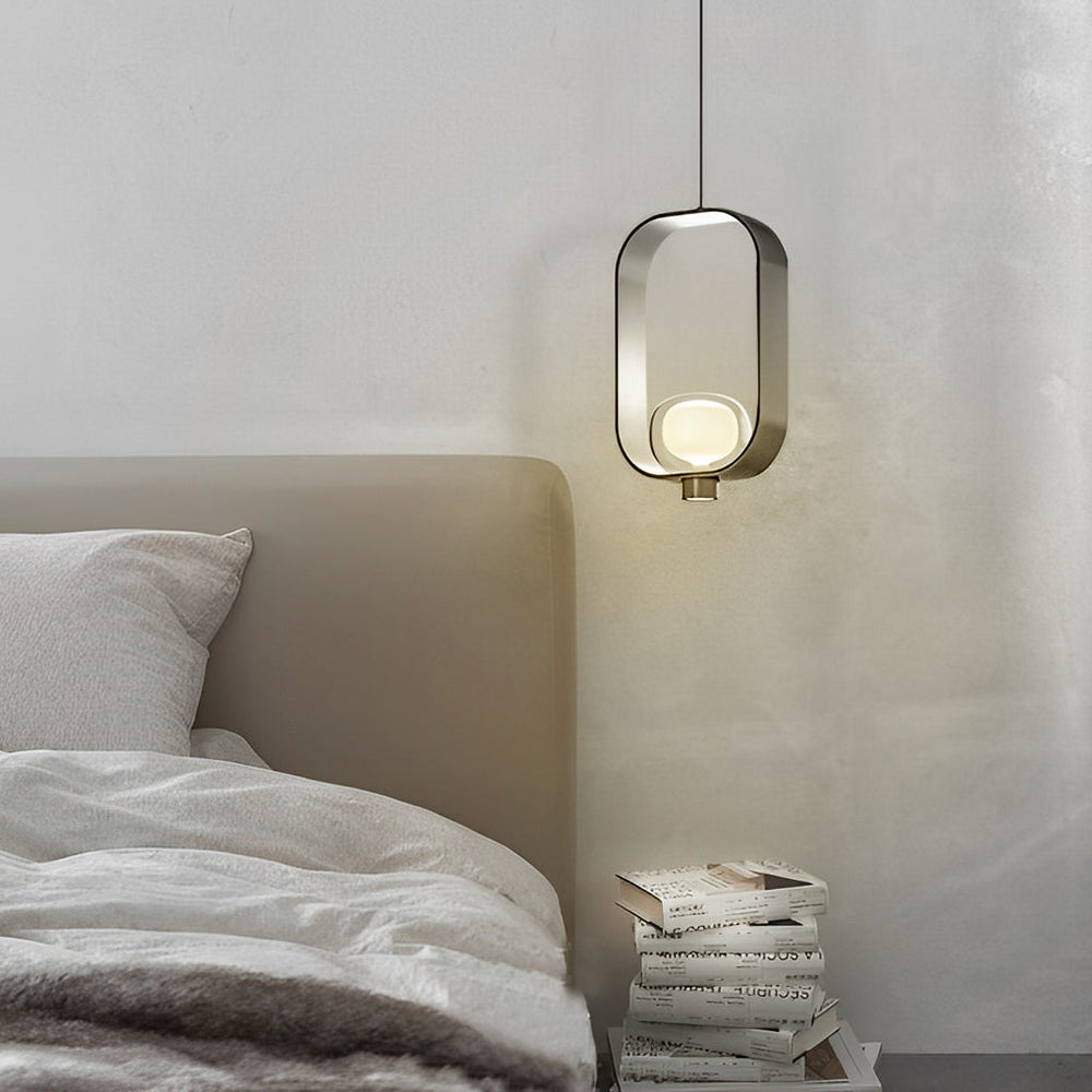 Rounded Rectangular Creative Electroplated Iron Glass Nordic Pendant Light