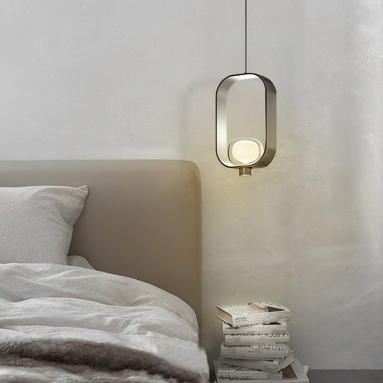 Rounded Rectangular Creative Electroplated Iron Glass Nordic Pendant Light