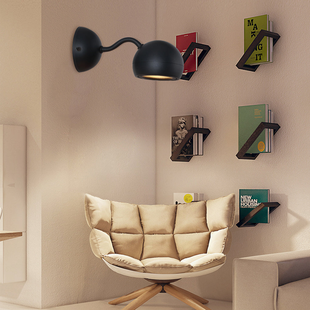 Adjustable Round Iron LED Bedside Reading Wall Lamp