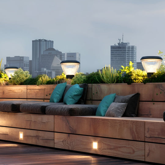 Round LED Solar Post Caps Lights – Modern Pillar Lighting