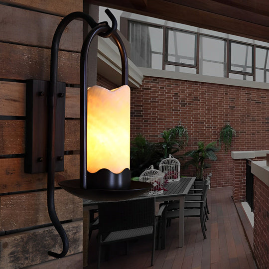 Retro Candlestick Black Iron LED Wall Lamp