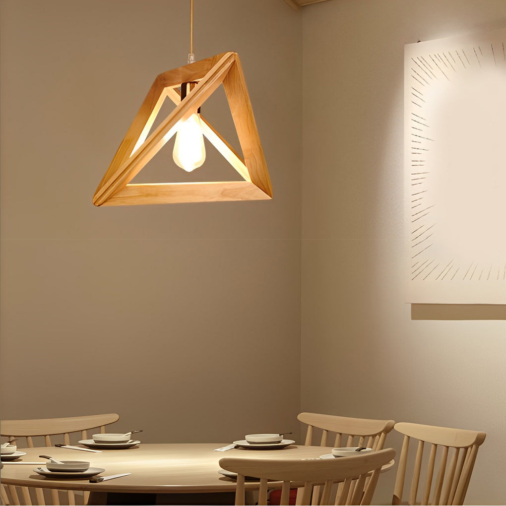 Creative Wood Frame Geometric Art Minimalist Nordic Pendant Light