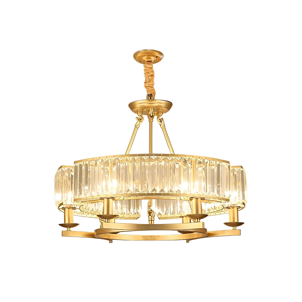 Round Metal Three Step Dimming Modern Rustic Crystal Chandelier