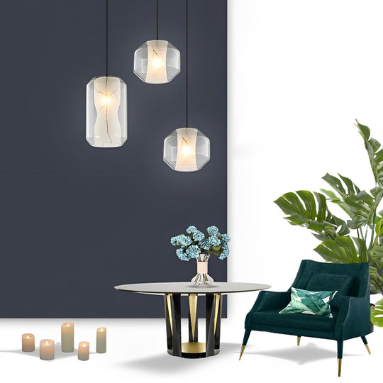 Double Glass Lampshade Creative Metal Post-Modern Pendant Light