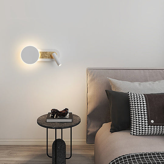Round Adjustable LED Spotlight Nordic Wall Light with Switch