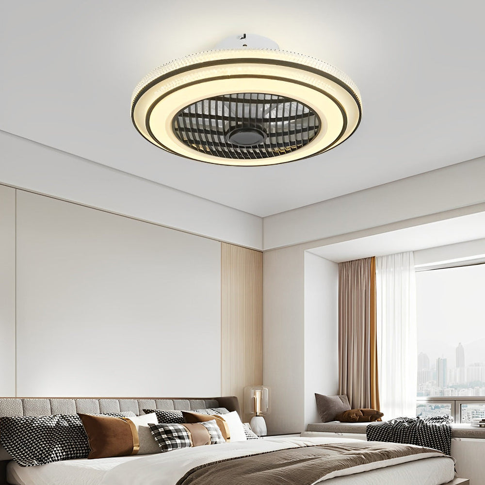 Intelligent Bladeless Ceiling Fan with LED Light and Silent Timer Function