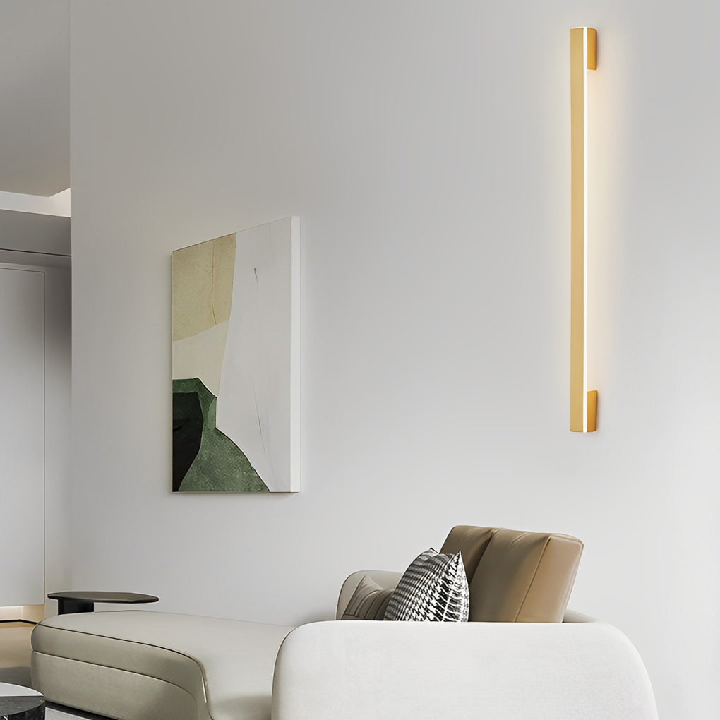 Minimalist Linear Copper LED Wall Lamp with 3-Step Dimming