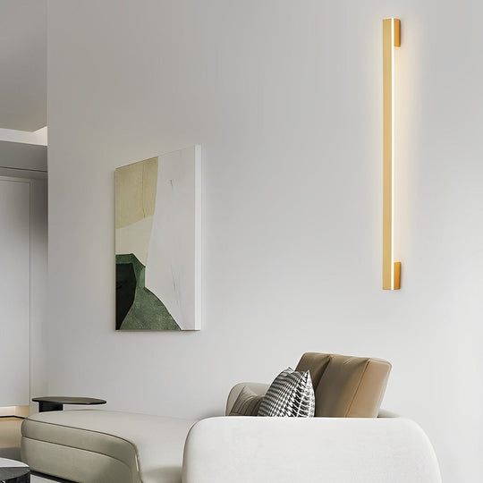Minimalist Linear Copper LED Wall Lamp with 3-Step Dimming