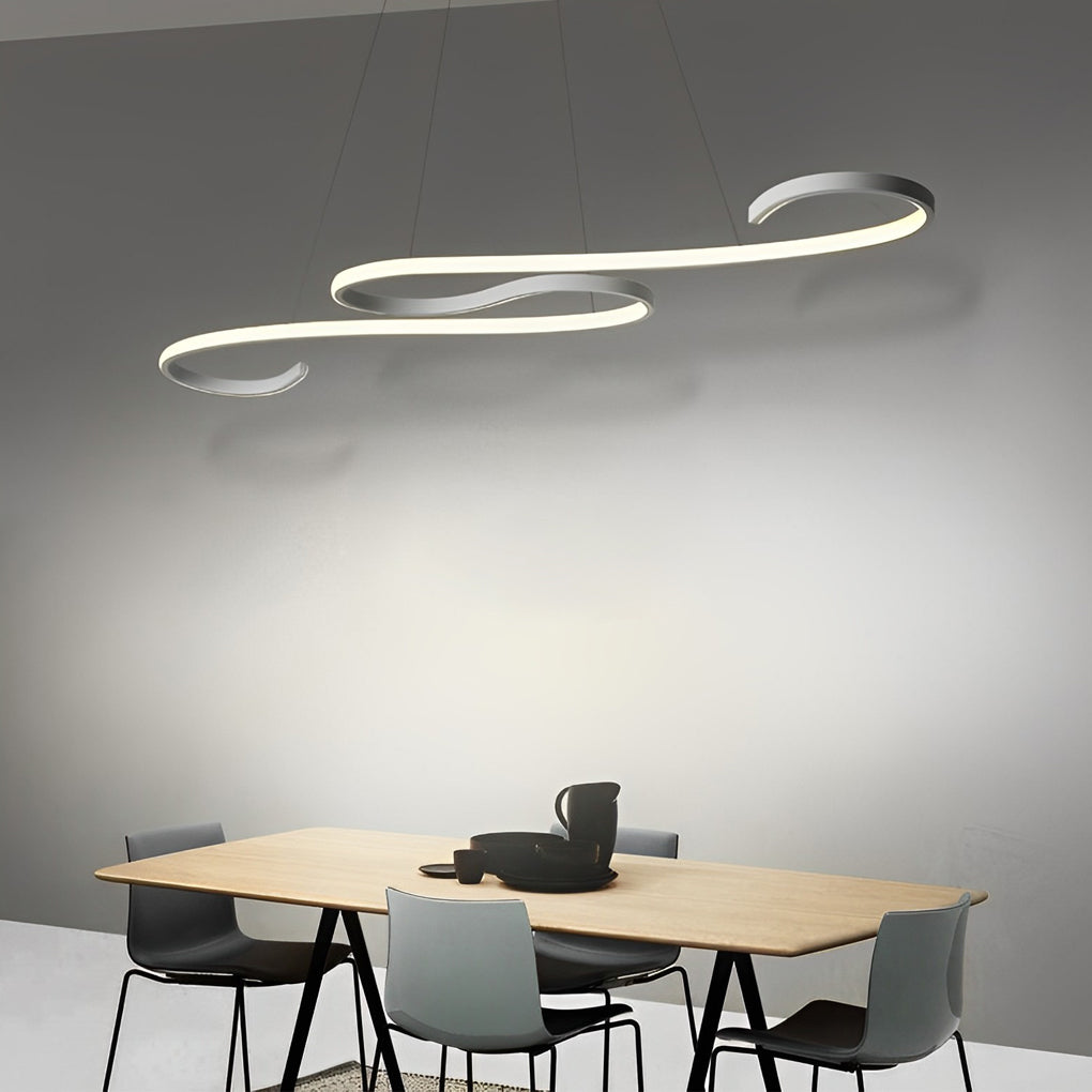 Creative Wavy Lines Stepless Dimming LED White Minimalist Chandelier