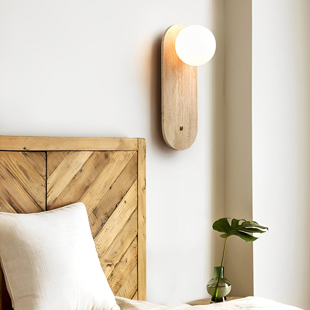Round & Long Yellow Travertine LED Wabi-Sabi Wall Lamp