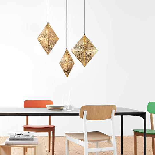 Stainless Steel Geometric Polyhedral Art Hollow Postmodern Chandelier