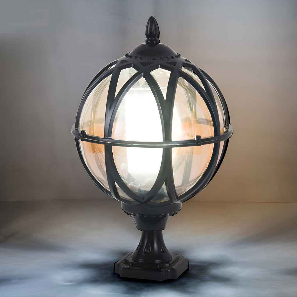 Round Glass E27 Waterproof European Style Outdoor Post Cap Lights
