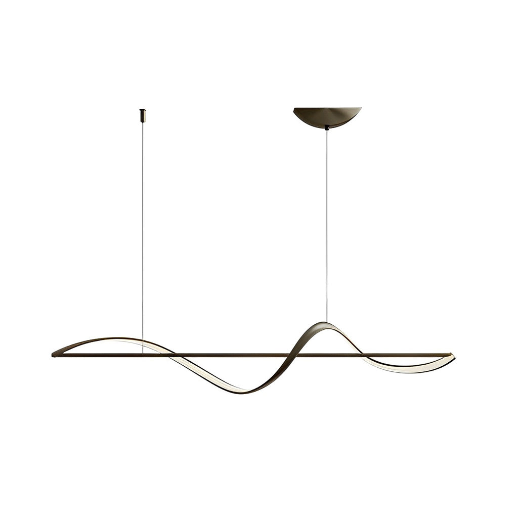Minimalist Strip Waves LED Copper Dining Room Chandelier