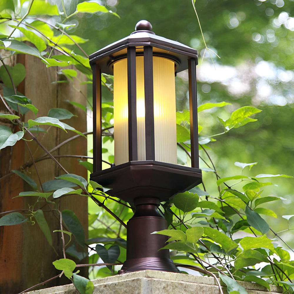 Retro Rose Gold Outdoor Pillar Lamp – Aluminum Waterproof Post Light