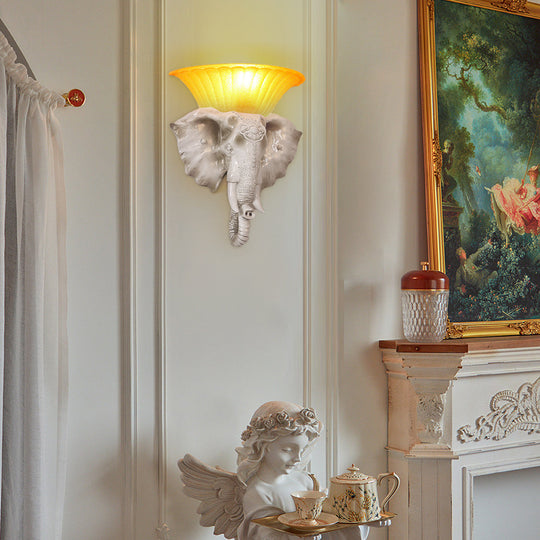 Cartoon Resin Elephant Shape European-Style Wall Lamp