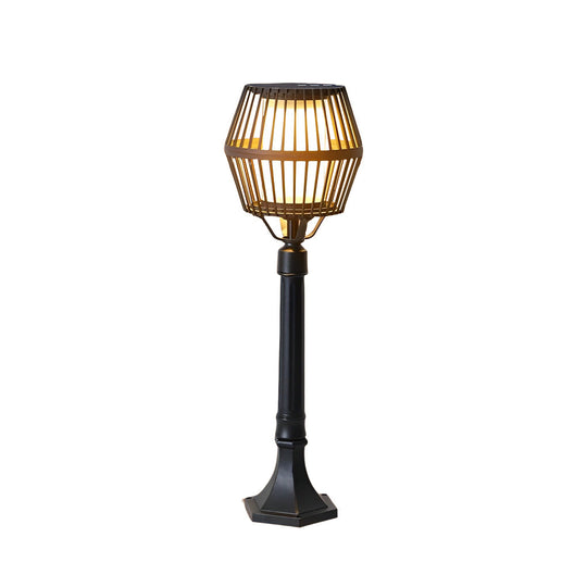 Modern Matte Black Solar Caged Lantern