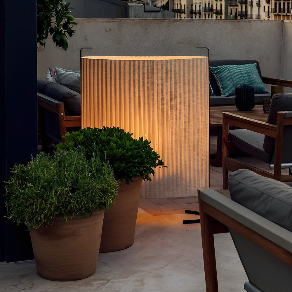 42" Modern Japanese-Style Fabric Outdoor Floor Lamp