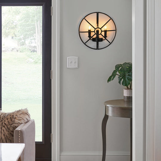 Hemispherical Iron Art Candlelight Black Retro Wall Light