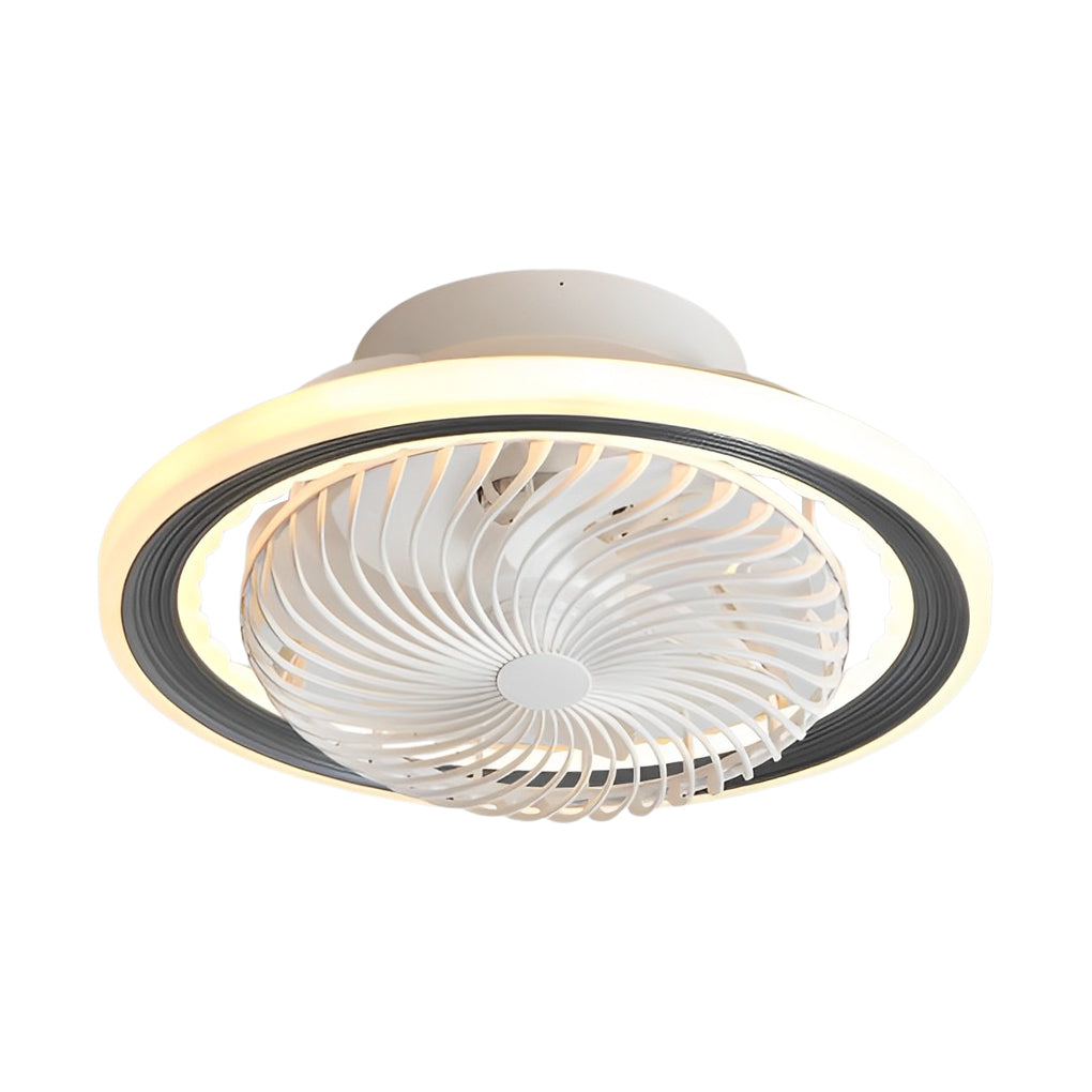 Round Bladeless Ceiling Fan with 3-Step Dimmable LED and Silent Airflow
