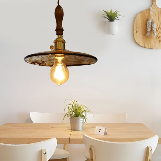 Circular Brown Glass LED 4W Retro Pendant Island Light
