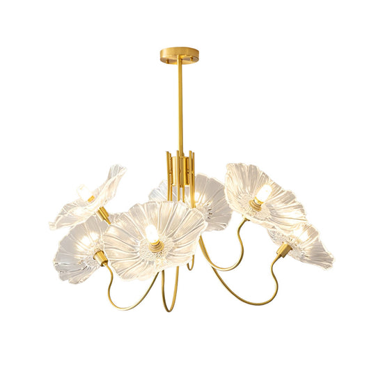 Personalized Flowers Glass Shades Copper Modern Minimalist Chandelier